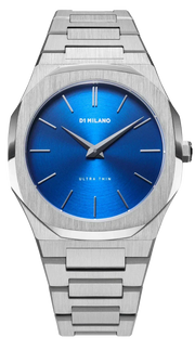 D1 Milano Ultra Thin Blue Dial Silver Steel Strap Watch for Men - D1-UTBJ09