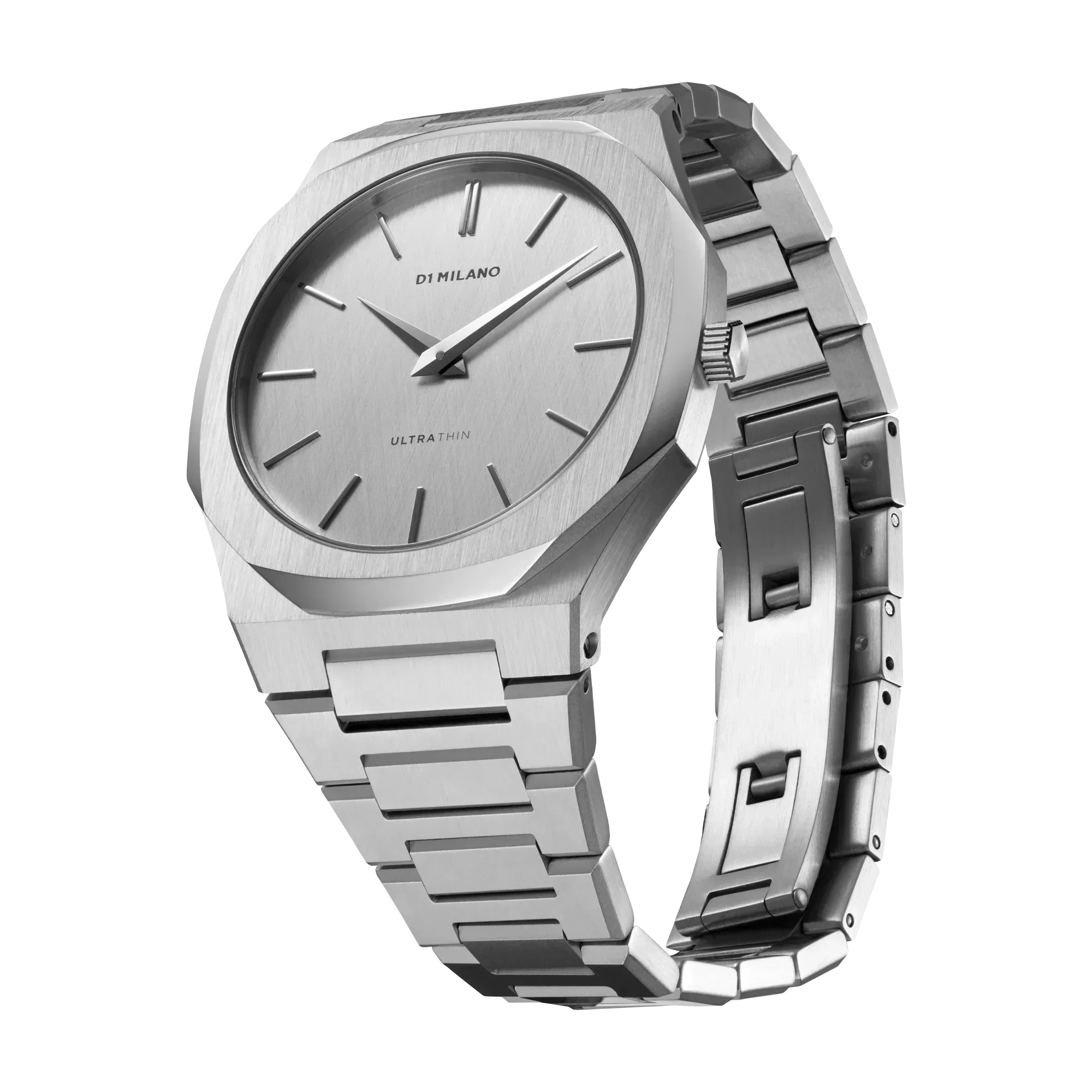 D1 Milano Ultra Thin Linen White Dial Silver Steel Strap Watch for Unisex - D1-UTBJ23