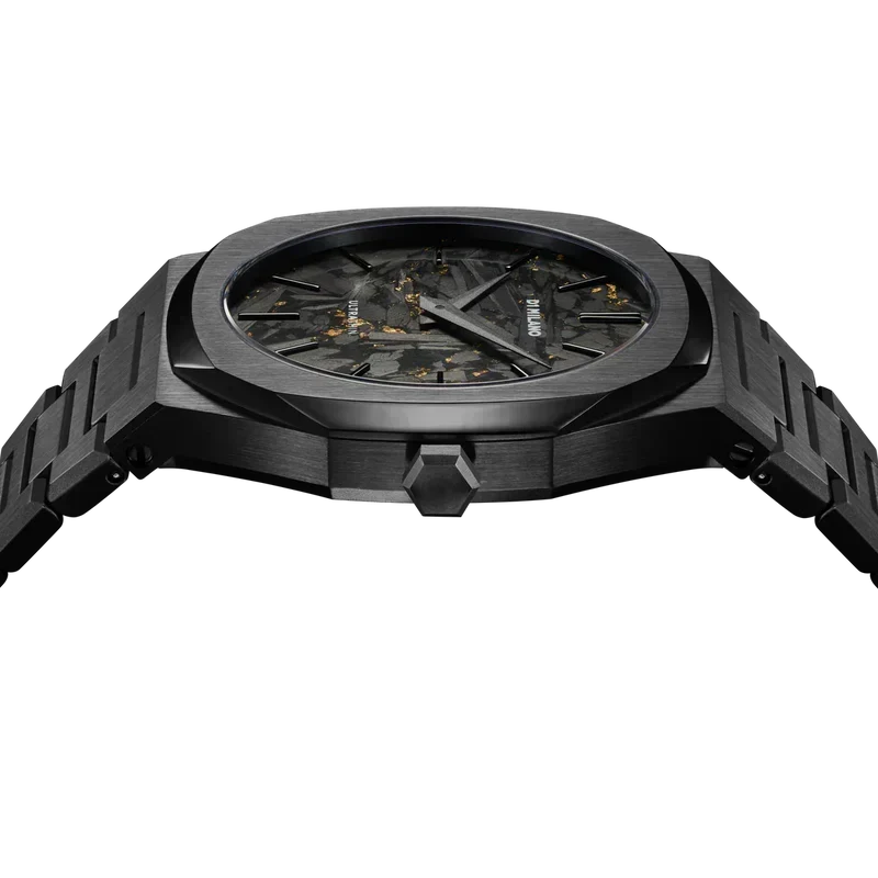 D1 Milano Ultra Thin Two Tone Black Steel Strap Watch for Men - D1-UTBJ31