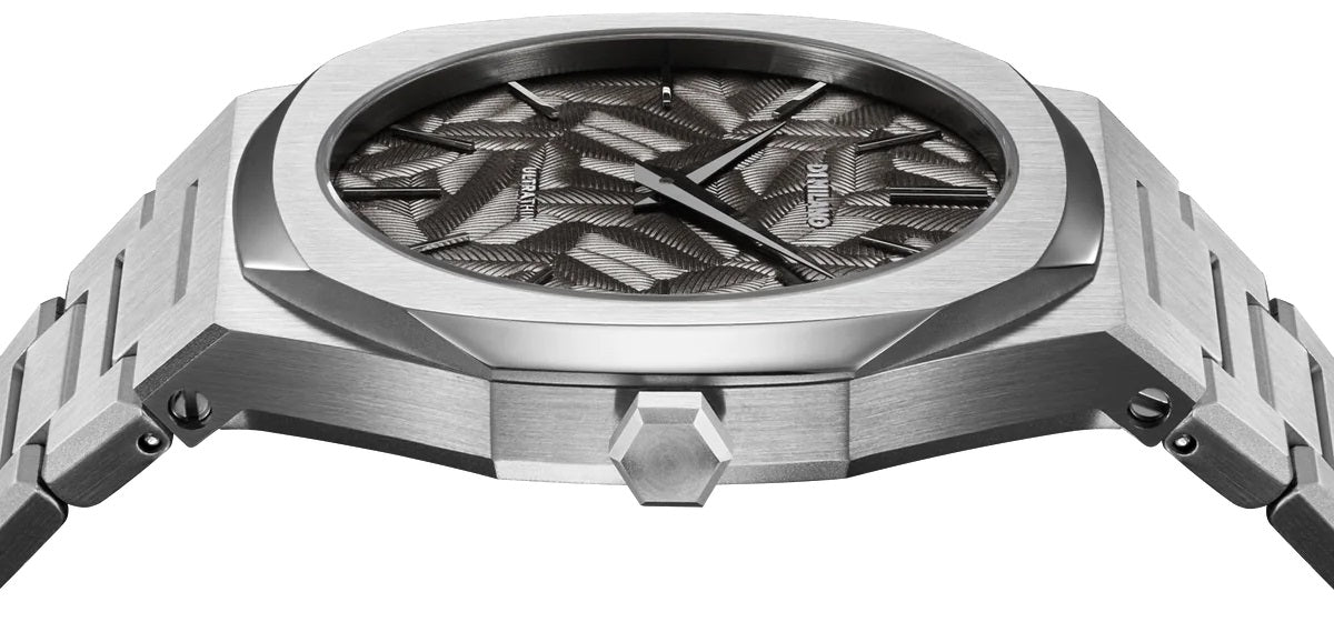 D1 Milano Ultra Thin Ashfield Black Dial Silver Steel Strap Watch for Men - D1-UTBJ32