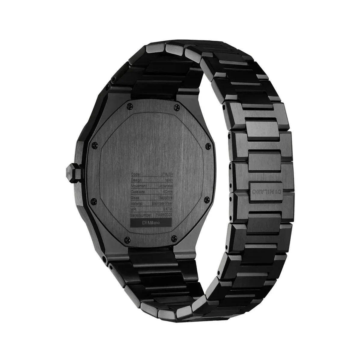 D1 Milano Ultra Thin Shadow Black Dial Black Steel Strap Watch for Men - D1-UTBJSH