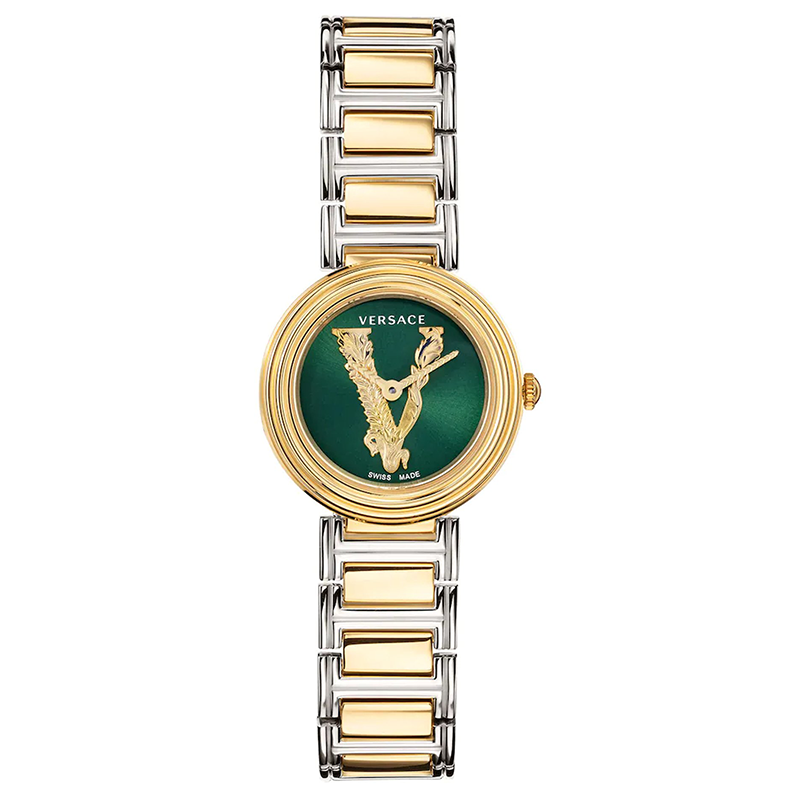  Shop Authentic Versace Virtus Quartz Green Dial Two Tone Steel Strap Watch For Women - VET300821 - Luxxuri
