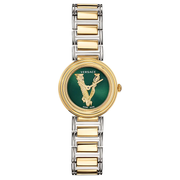  Shop Authentic Versace Virtus Quartz Green Dial Two Tone Steel Strap Watch For Women - VET300821 - Luxxuri
