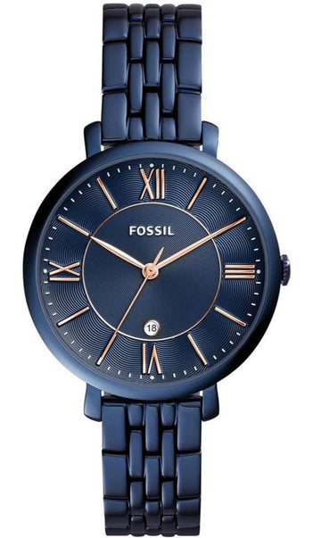  Shop Authentic Fossil Jacqueline Blue Dial Blue Steel Strap Watch for Women - ES4094 - Luxxuri