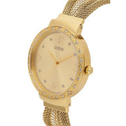  Shop Authentic Guess Chiffon Gold Dial Gold Mesh Bracelet Watch For Women - W1083L2 - Luxxuri