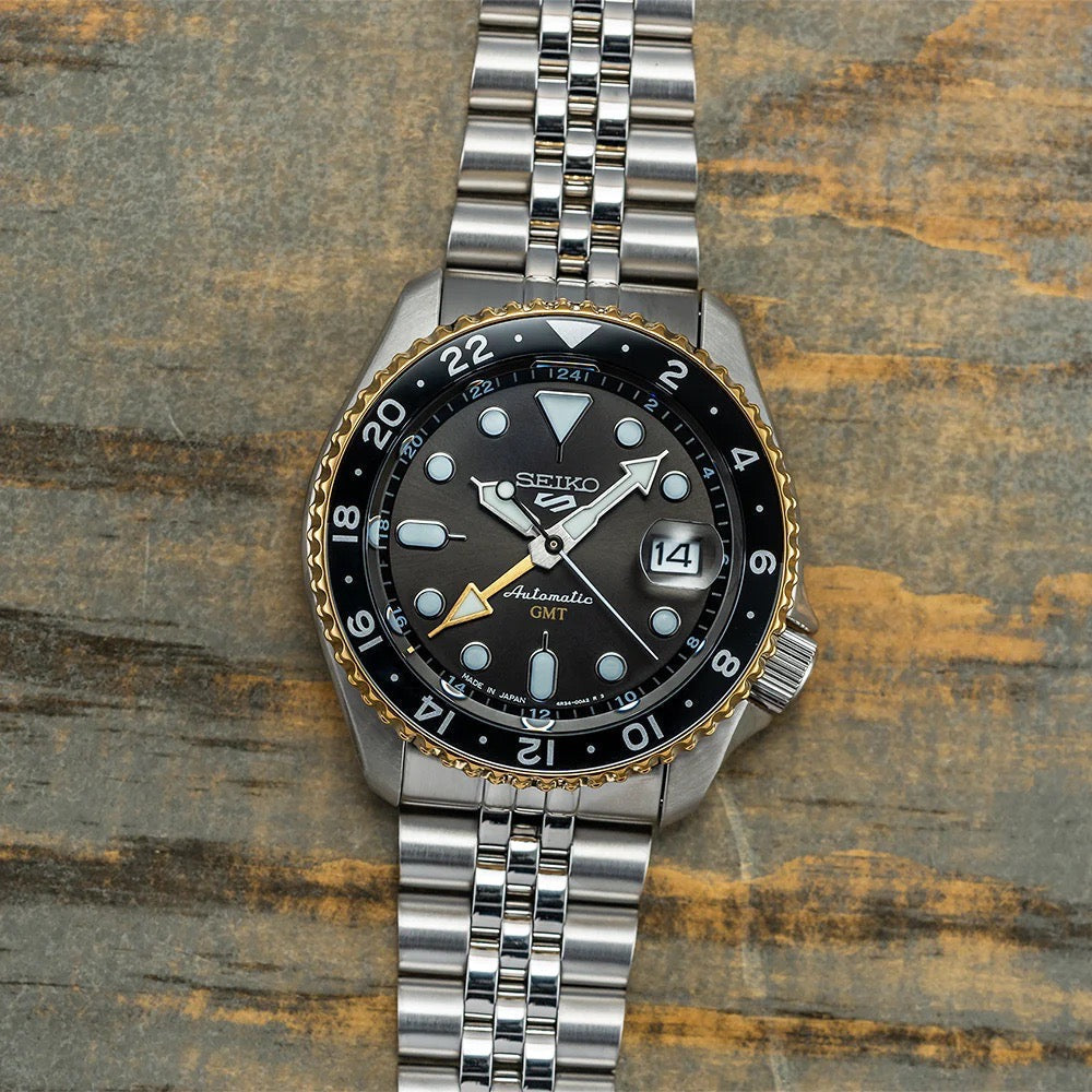  Shop Authentic Seiko 5 Sports GMT US Special Edition Automatic Grey Dial Silver Steel Strap Watch For Men - SSK021K1 - Luxxuri