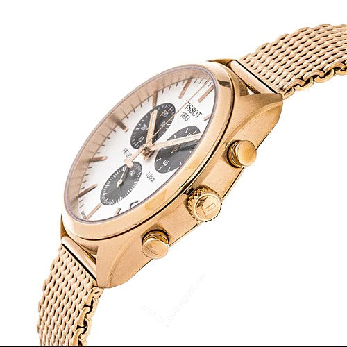  Shop Authentic Tissot T Classic PR 100 Chronograph Silver Dial Rose Gold Mesh Bracelet Watch For Men - T101.417.33.031.01 - Luxxuri