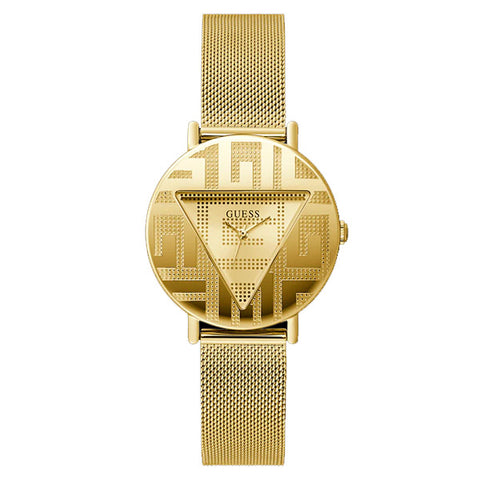  Shop Authentic Guess Iconic Quartz Gold Dial Gold Mesh Bracelet Watch For Women - GW0527L2 - Luxxuri