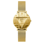  Shop Authentic Guess Iconic Quartz Gold Dial Gold Mesh Bracelet Watch For Women - GW0527L2 - Luxxuri
