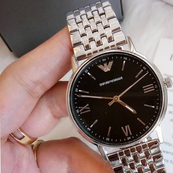  Shop Authentic Emporio Armani Kappa Black Dial Silver Steel Strap Watch For Men - AR11152 - Luxxuri