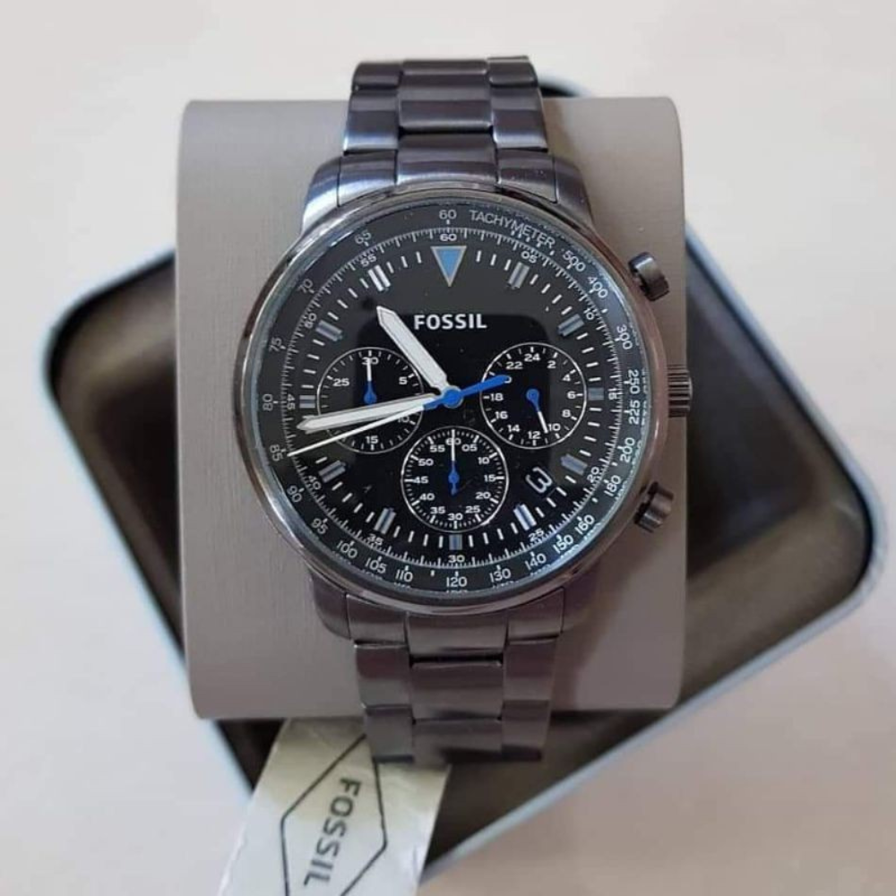  Shop Authentic Fossil Goodwin Chrono Analog Black Dial Grey Steel Strap Watch for Men - FS5518 - Luxxuri