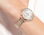  Shop Authentic Swarovski Crystalline Aura White Dial Two Tone Mesh Strap Watch for Women - 5644075 - Luxxuri