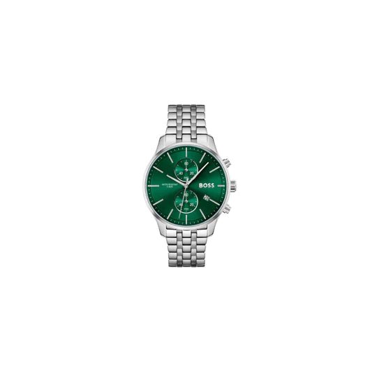  Shop Authentic Hugo Boss Associate Green Dial Silver Steel Strap Watch for Men - 1513975 - Luxxuri