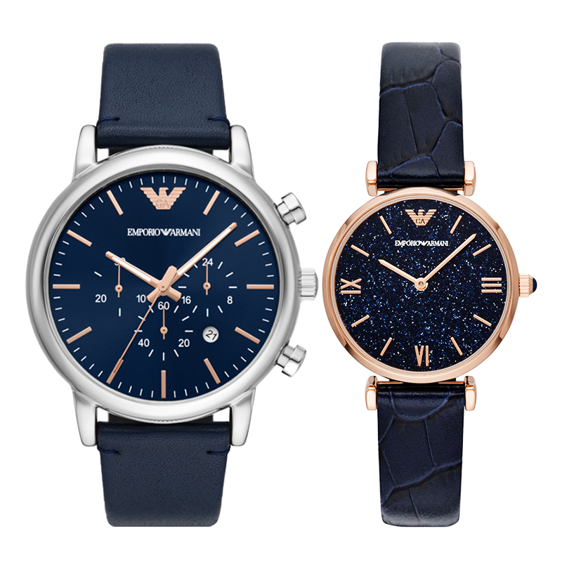  Shop Authentic Emporio Armani Gianni T-Bar Quartz Blue Dial Blue Leather Strap Watch for Women - AR11424 - Luxxuri