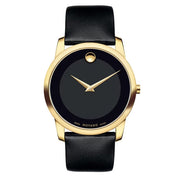  Shop Authentic Movado Museum Black Dial Black Leather Strap Watch For Men - 606876 - Luxxuri