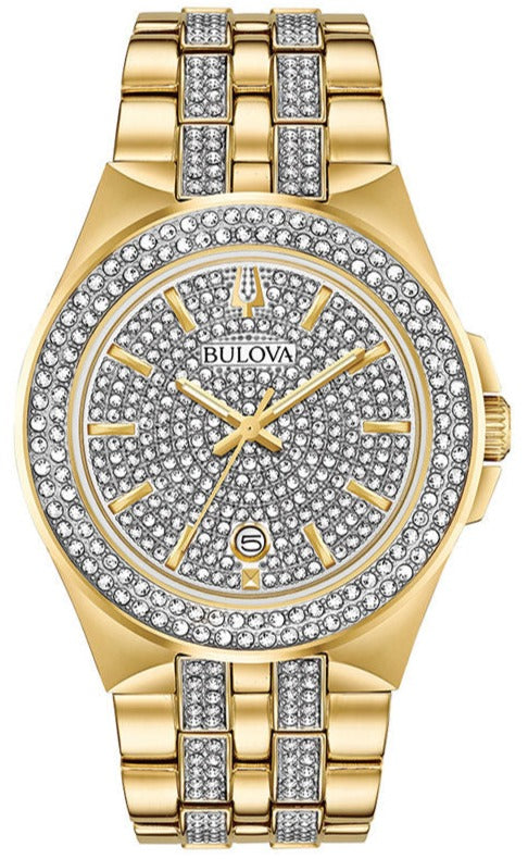  Shop Authentic Bulova Crystal Collection Silver Dial Two Tone Steel Strap Watch for Men - 98K102 - Luxxuri
