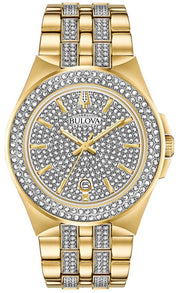  Shop Authentic Bulova Crystal Collection Silver Dial Two Tone Steel Strap Watch for Men - 98K102 - Luxxuri