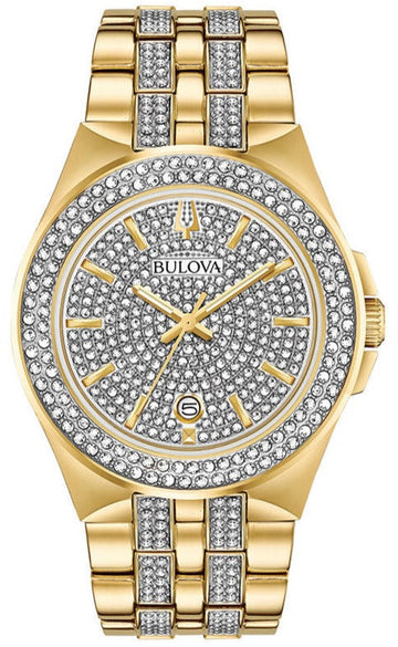  Shop Authentic Bulova Crystal Collection Silver Dial Two Tone Steel Strap Watch for Men - 98K102 - Luxxuri