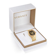  Shop Authentic Versace Greca Chronograph Black Dial Gold Steel Strap Watch For Men - VEZ900421 - Luxxuri