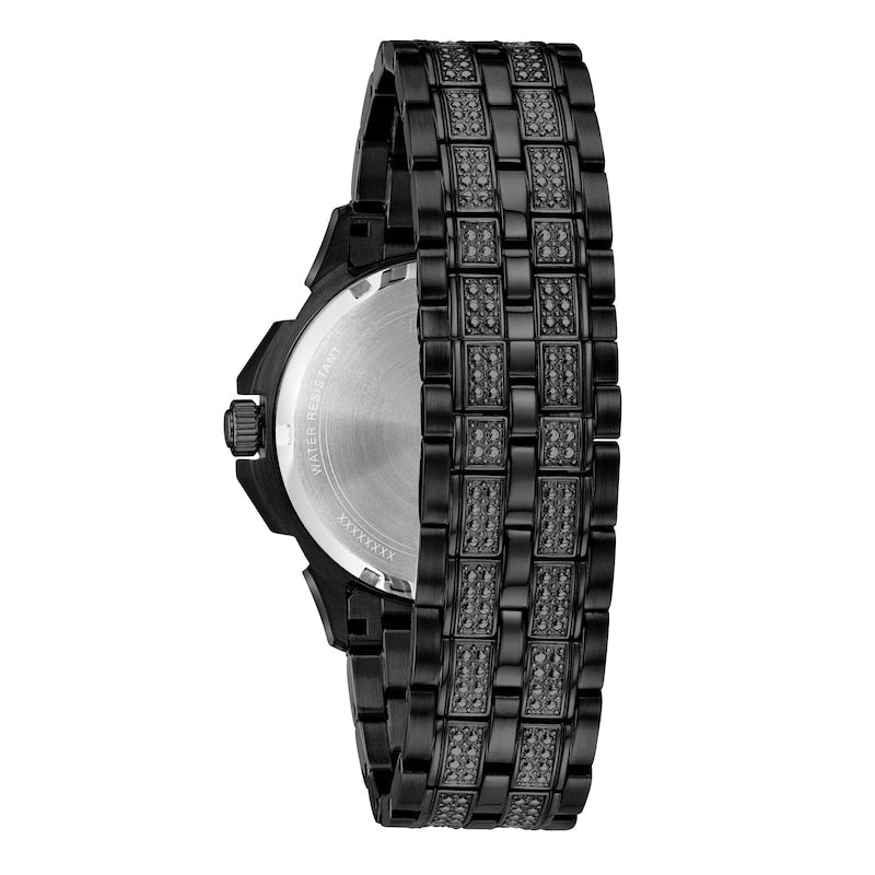  Shop Authentic Bulova Octova Chronograph Black Crystal Dial Black Steel Strap Watch for Men - 98C134 - Luxxuri