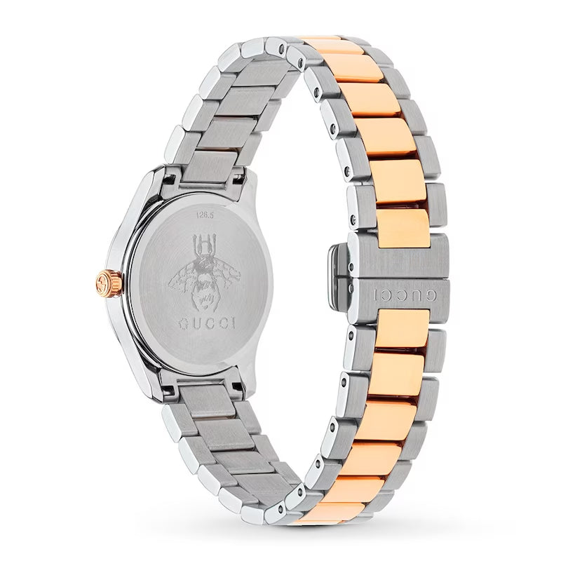  Shop Authentic Gucci G Timeless Quartz Silver Dial Two Tone Steel Strap Watch For Women - YA126596 - Luxxuri