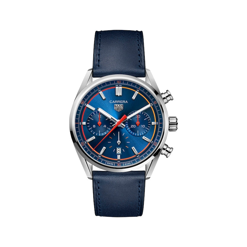  Shop Authentic Tag Heuer Carrera Chronograph Blue Dial Blue Leather Strap Watch for Men - CBN201D.FC6543 - Luxxuri
