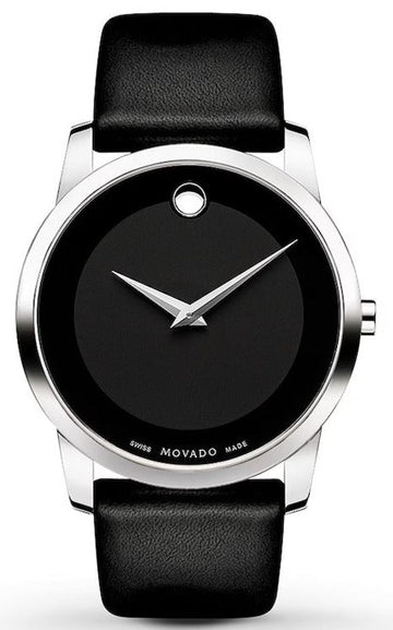  Shop Authentic Movado Museum Black Dial Black Leather Strap Watch For Men - 606502 - Luxxuri