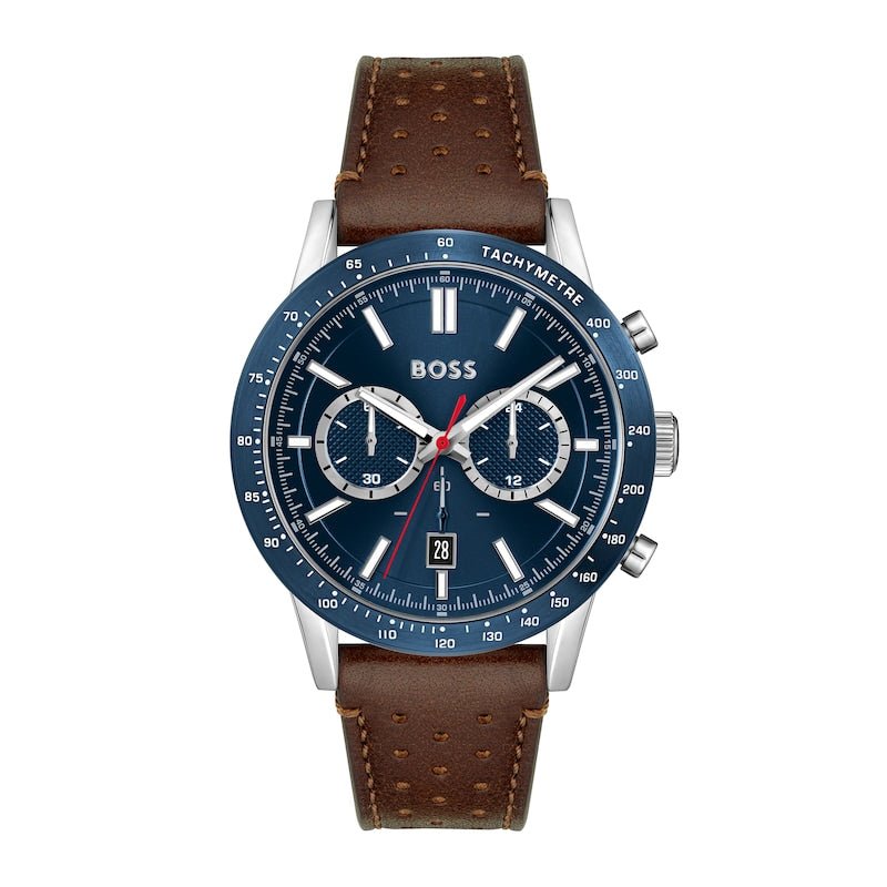  Shop Authentic Hugo Boss Allure Blue Dial Brown Leather Strap Watch for Men - 1513921 - Luxxuri