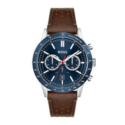  Shop Authentic Hugo Boss Allure Blue Dial Brown Leather Strap Watch for Men - 1513921 - Luxxuri