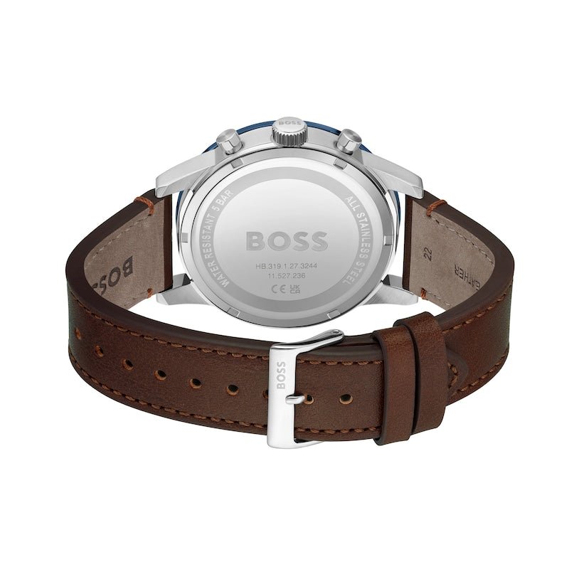  Shop Authentic Hugo Boss Allure Blue Dial Brown Leather Strap Watch for Men - 1513921 - Luxxuri