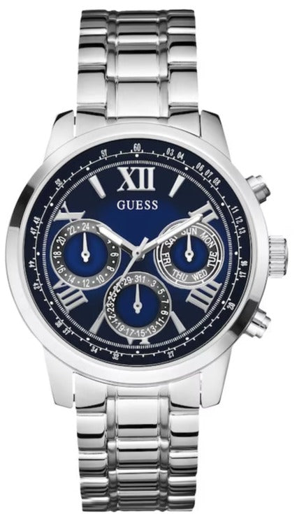  Shop Authentic Guess Horizon Chronograph Quartz Blue Dial Silver Steel Strap Watch for Men - W0379G3 - Luxxuri