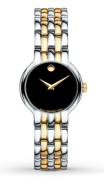  Shop Authentic Movado Veturi Quartz Black Dial Two Tone Steel Strap Watch for Women - 0606933 - Luxxuri