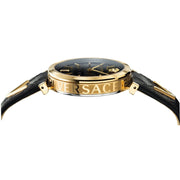  Shop Authentic Versace V-Twist Black Dial Black Leather Strap Watch for Women - VELS00619 - Luxxuri