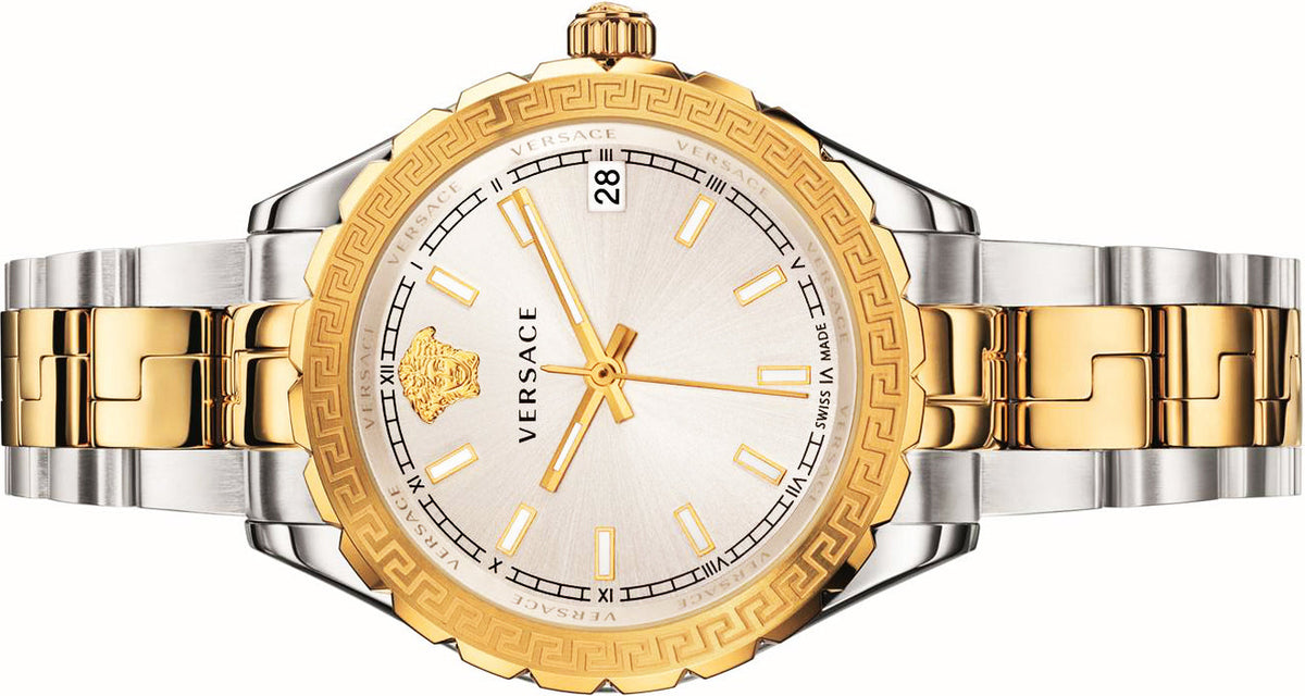  Shop Authentic Versace Hellenyium Silver Dial Two Tone Steel Strap Watch for Women - V12030015 - Luxxuri