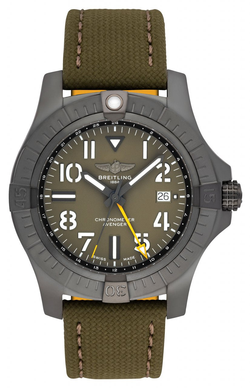  Shop Authentic Breitling Avenger Automatic GMT 45 Night Mission Green Dial Green Nylon Strap Watch for Men - V323952A1L1X1 - Luxxuri