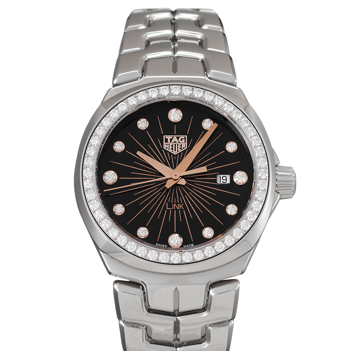  Shop Authentic Tag Heuer Link Quartz Black Dial Silver Steel Strap Watch for Women - WBC131F.BA0649 - Luxxuri