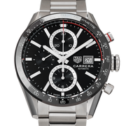  Shop Authentic Tag Heuer Carrera Automatic Chronograph Black Dial Silver Steel Strap Watch for Men - CBM2110.BA0651 - Luxxuri