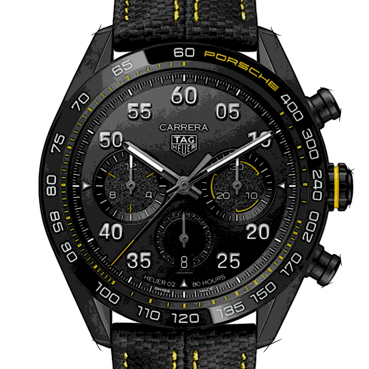  Shop Authentic Tag Heuer Carrera x Porsche Automatic Chronograph Black Dial Black Nylon Strap Watch for Men - CBN2A1H.FC6512 - Luxxuri