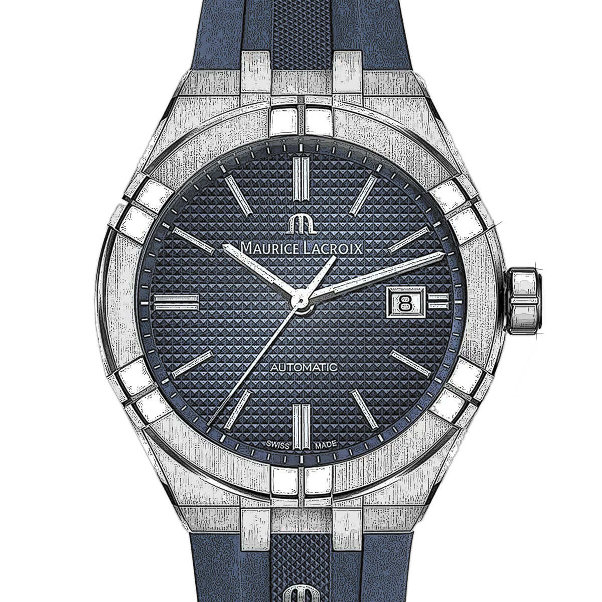  Shop Authentic Maurice Lacroix Aikon Automatic Date Blue Dial Blue Silicone Strap Watch For Men - AI6008-SS000-430-4 - Luxxuri