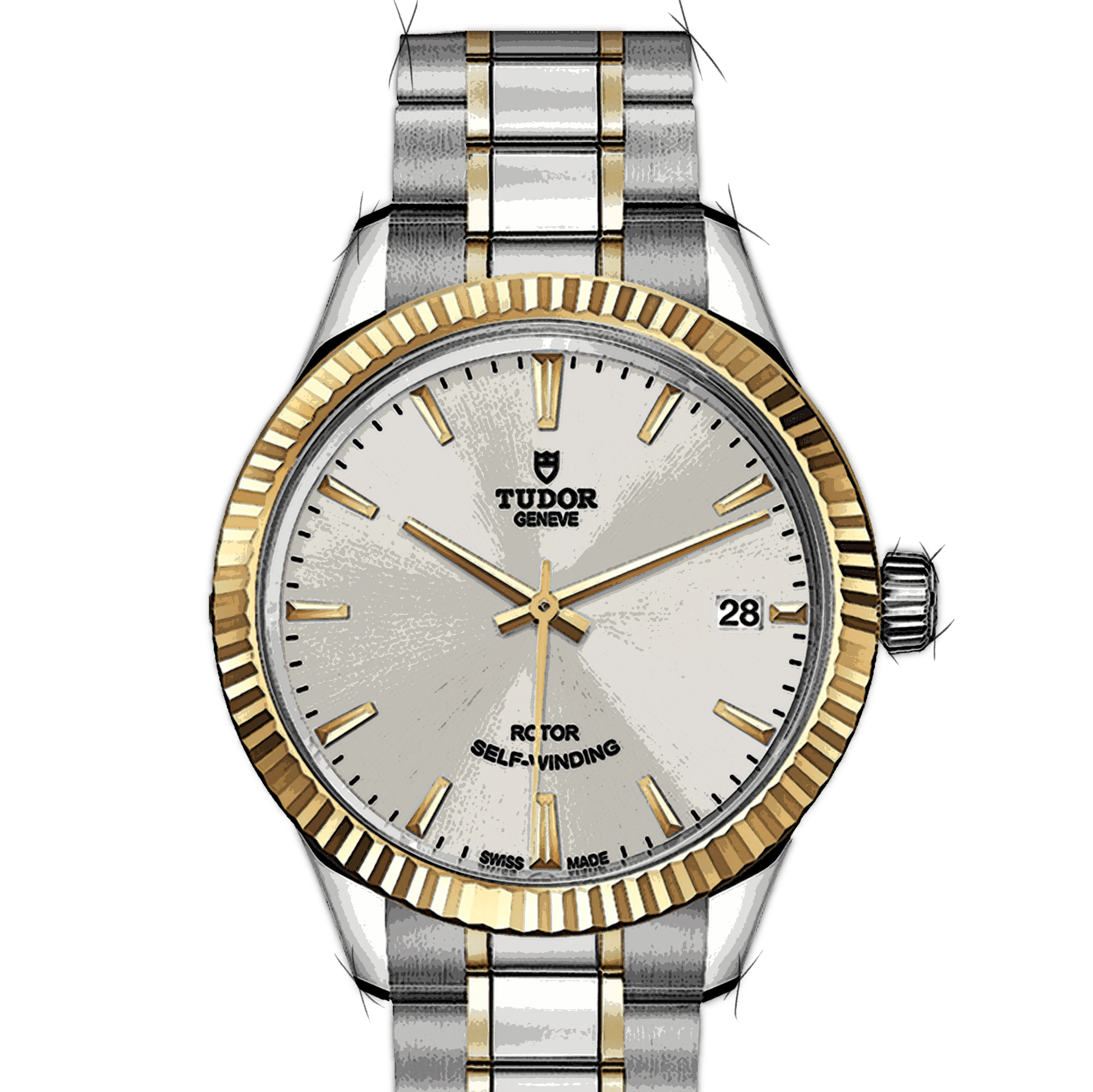  Shop Authentic Tudor Style Automatic Silver Dial Two Tone Steel Strap Watch for Men - M12713-0003 - Luxxuri