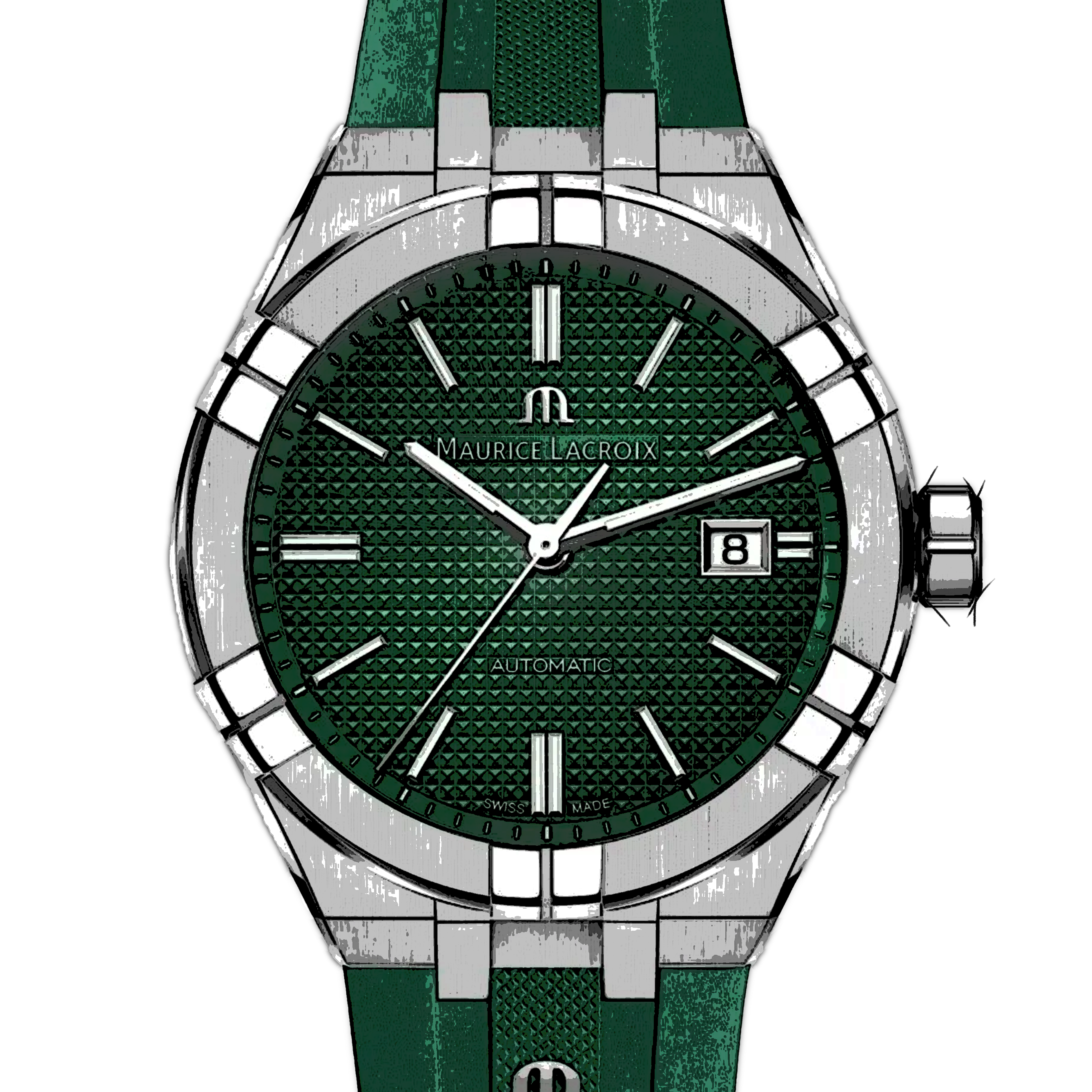  Shop Authentic Maurice Lacroix Aikon Chronograph Green Dial Green Rubber Strap Watch for Men - AI1808-SS000-630-5 - Luxxuri
