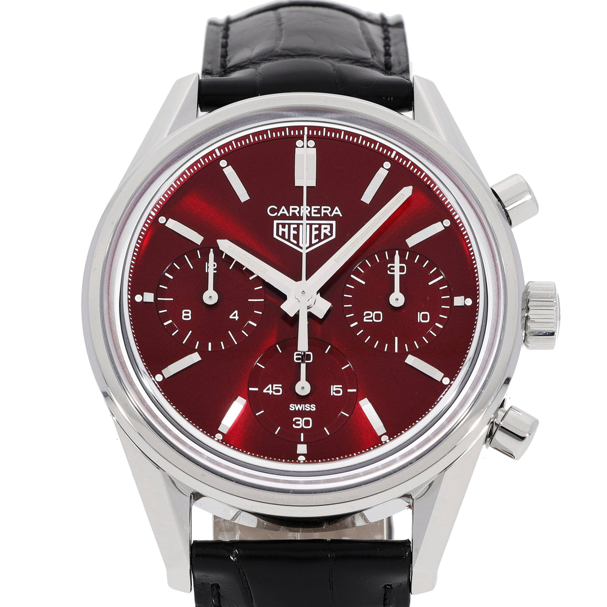  Shop Authentic Tag Heuer Carrera Automatic Chronograph Red Dial Black Leather Strap Watch for Men - CBK221G.FC6479 - Luxxuri