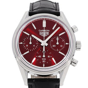  Shop Authentic Tag Heuer Carrera Automatic Chronograph Red Dial Black Leather Strap Watch for Men - CBK221G.FC6479 - Luxxuri