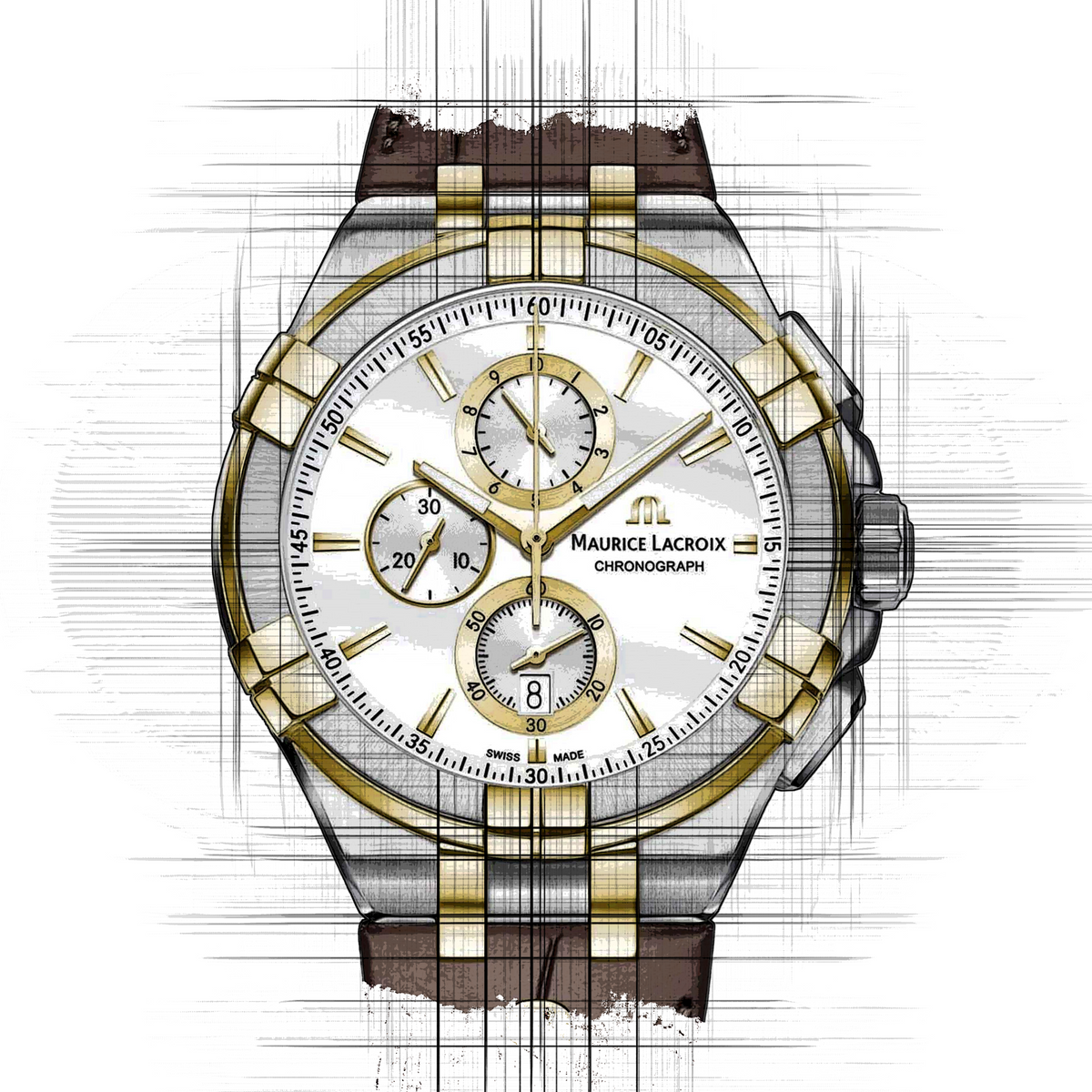  Shop Authentic Maurice Lacroix Aikon Chronograph White Dial Brown Leather Strap Watch For Men - AI1018-PVY11-132-1 - Luxxuri