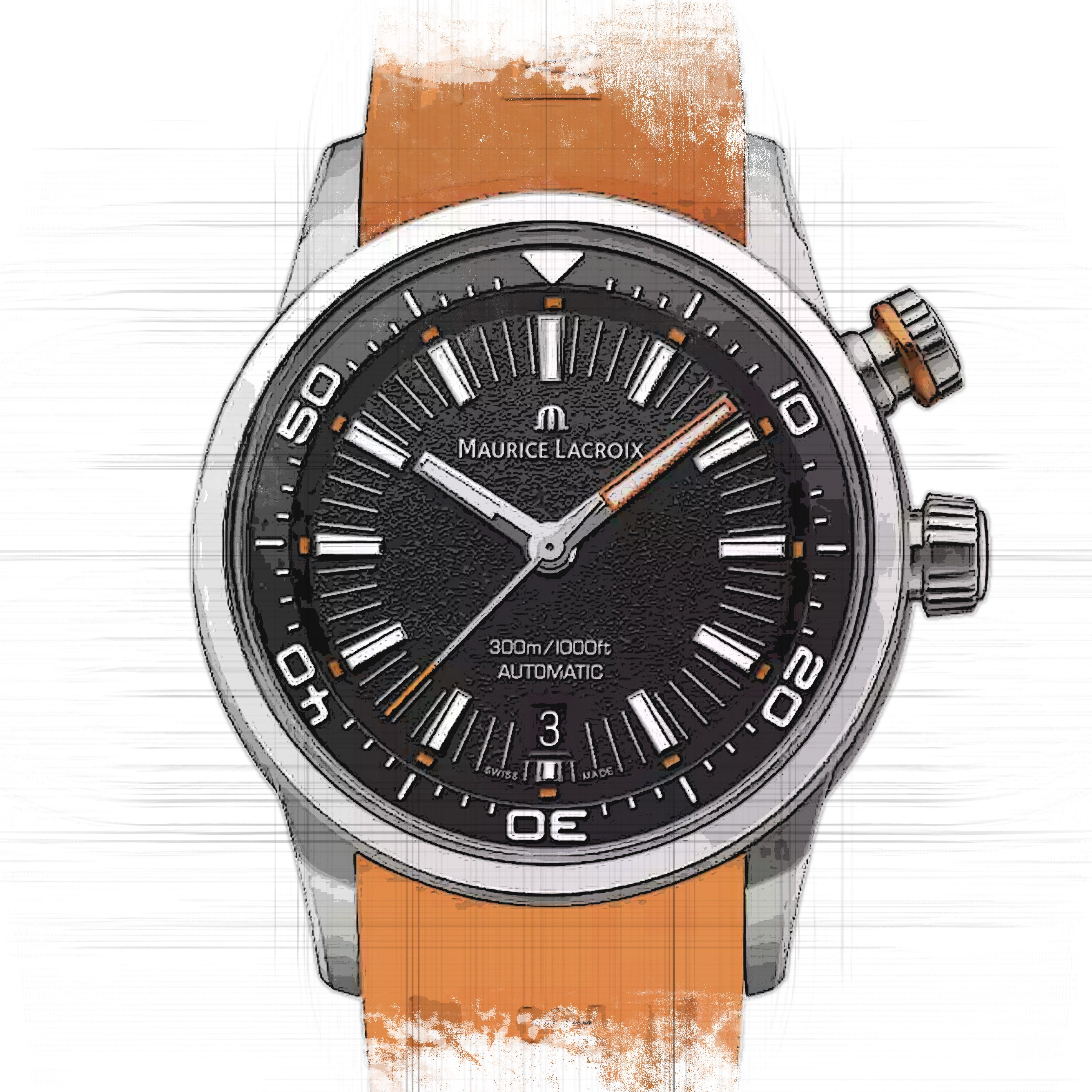  Shop Authentic Maurice Lacroix Pontos S Diver Black Dial Orange Rubber Strap Watch For Men - PT6248-SS00L-330-J - Luxxuri