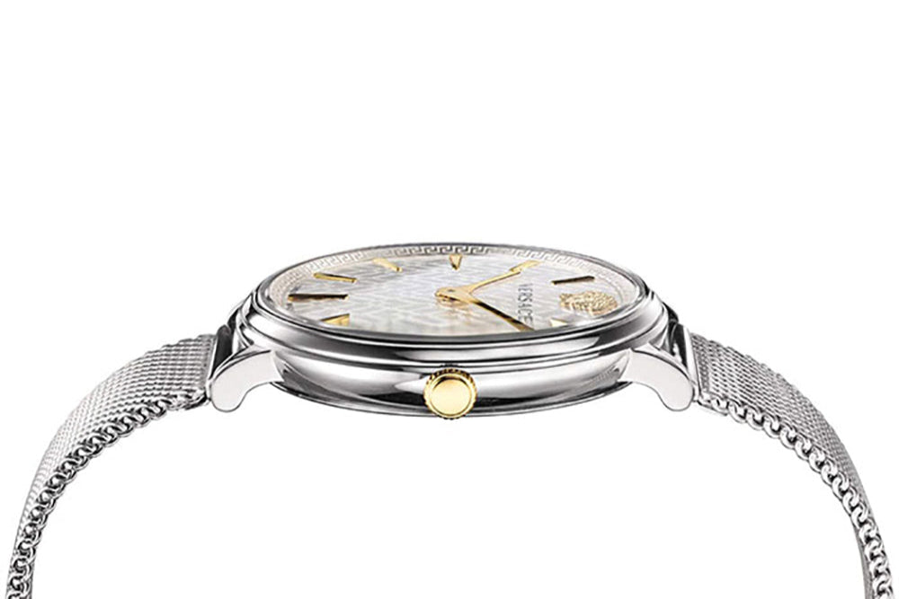  Shop Authentic Versace V-Circle Quartz Silver Dial Silver Mesh Strap Watch for Women - VBP050017 - Luxxuri