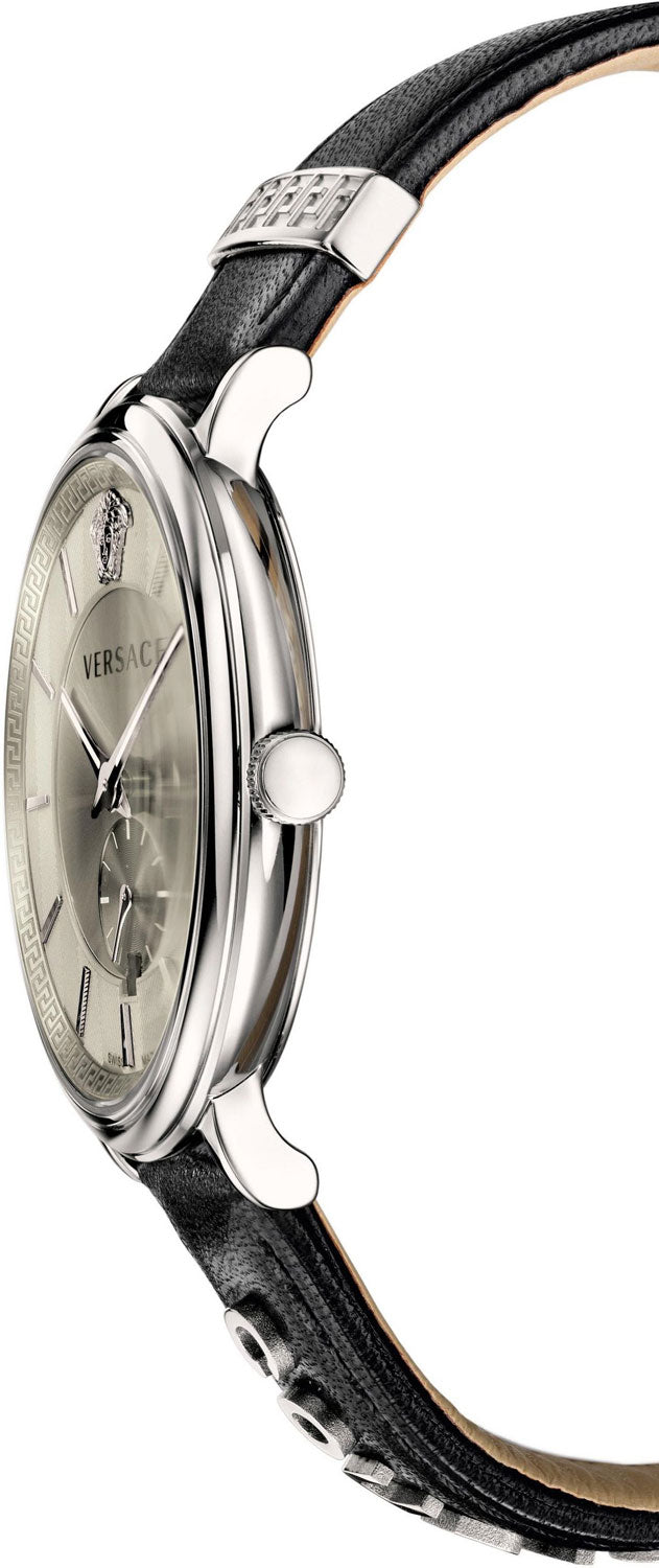  Shop Authentic Versace V-Circle Black Manifesto Courage Quartz Silver Dial Black Leather Strap Watch for Men - VBQ080017 - Luxxuri