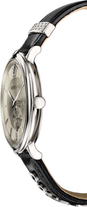  Shop Authentic Versace V-Circle Black Manifesto Courage Quartz Silver Dial Black Leather Strap Watch for Men - VBQ080017 - Luxxuri