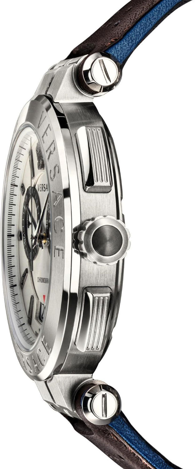  Shop Authentic Versace Aion Chronograph White Dial Brown Leather Strap Watch for Men - VBR010017 - Luxxuri