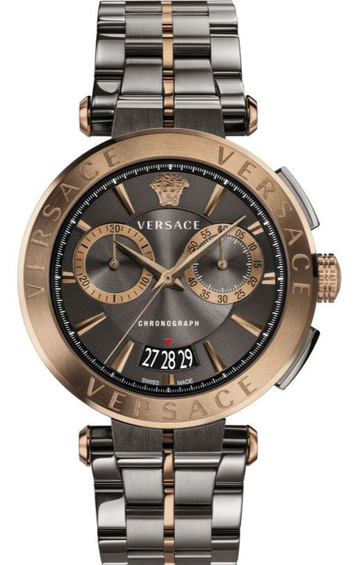  Shop Authentic Versace Aion Chronograph Black Dial Grey Steel Strap Watch for Men  - VBR050017 - Luxxuri